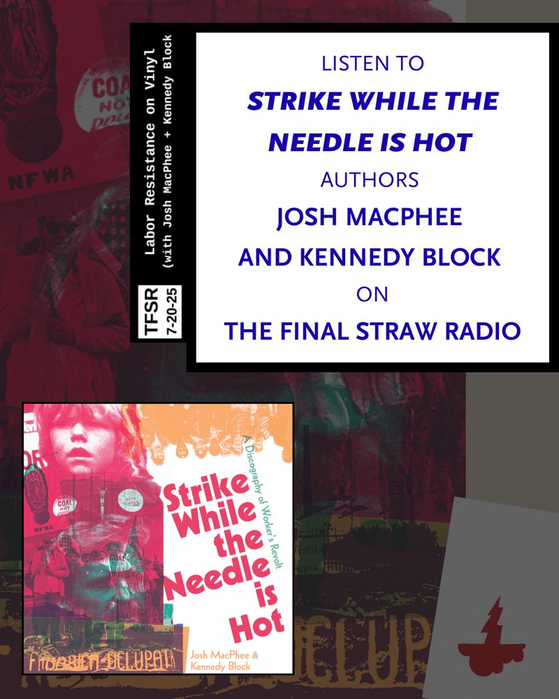 graphic telling people to listen to the podcast with an image of the front cover