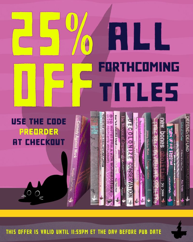 pink graphic promoting 25% off all forthcoming titles with the discount code PREORDER