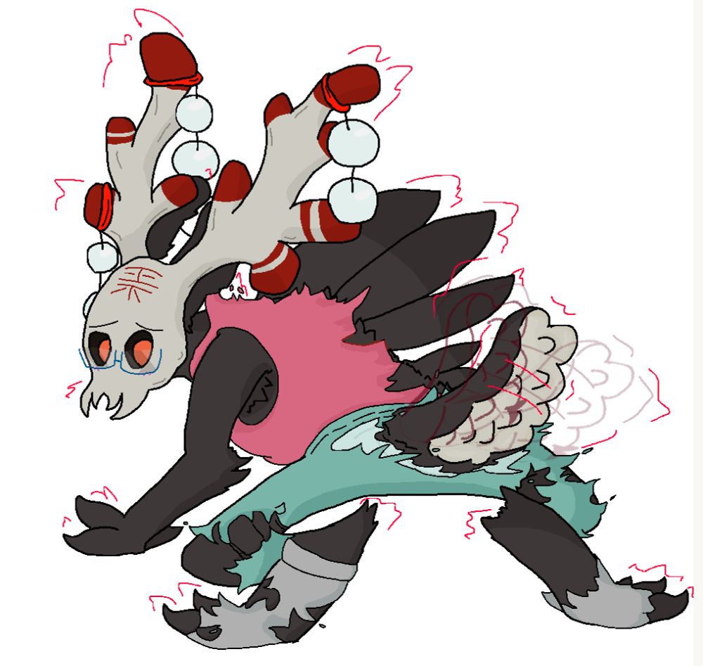 A person turning into a scavenger, they are crouching down, wagging their tail #rainworld rain world