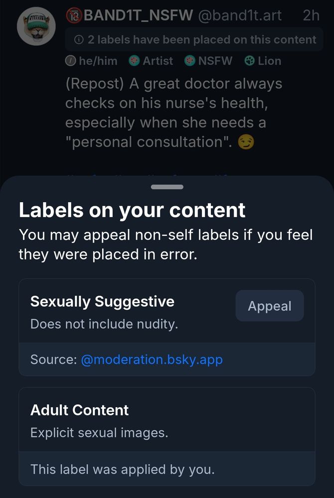 Labels on your content menu