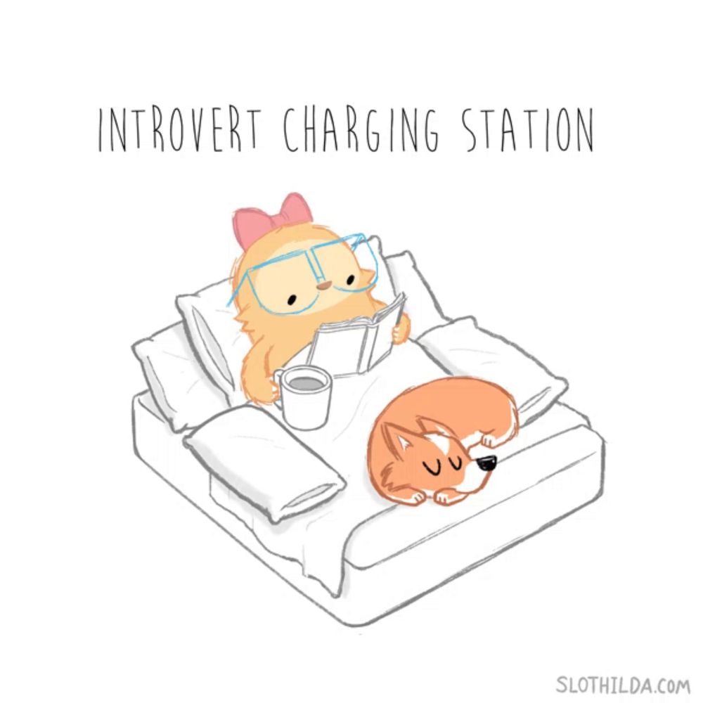 a cartoon of an introvert charging station