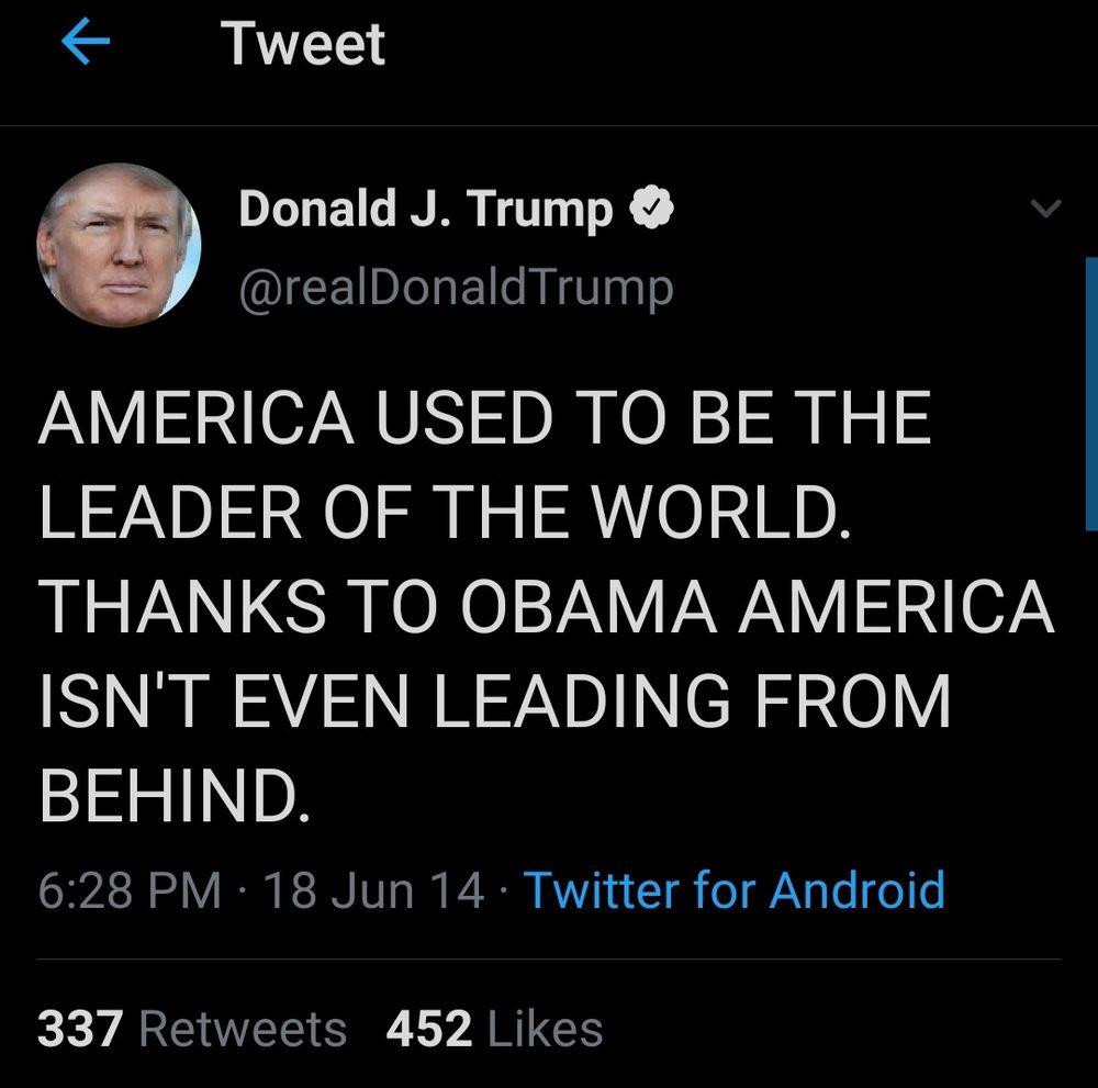 Another old and ironic trump tweet from 2014