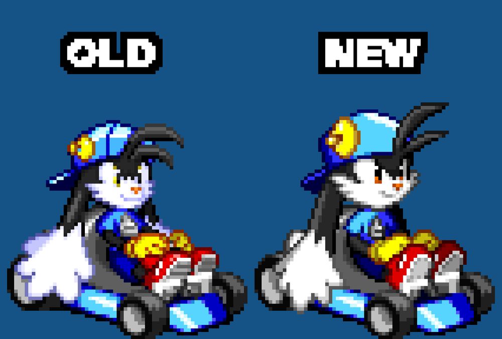 Comparison between Klonoa's old sprite and new sprite for Ring Racers