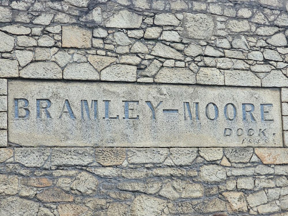The stone wall of Bramley Moore Dock
