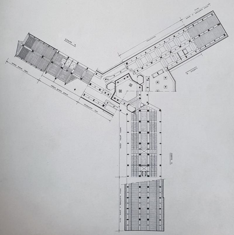 Planimetria del Palazzo Uffici Olivetti (PU1) e Centro elaborazione dati, il quartier generale della società a Ivrea, in provincia di Torino.
Photo: courtesy Politecnico di Torino