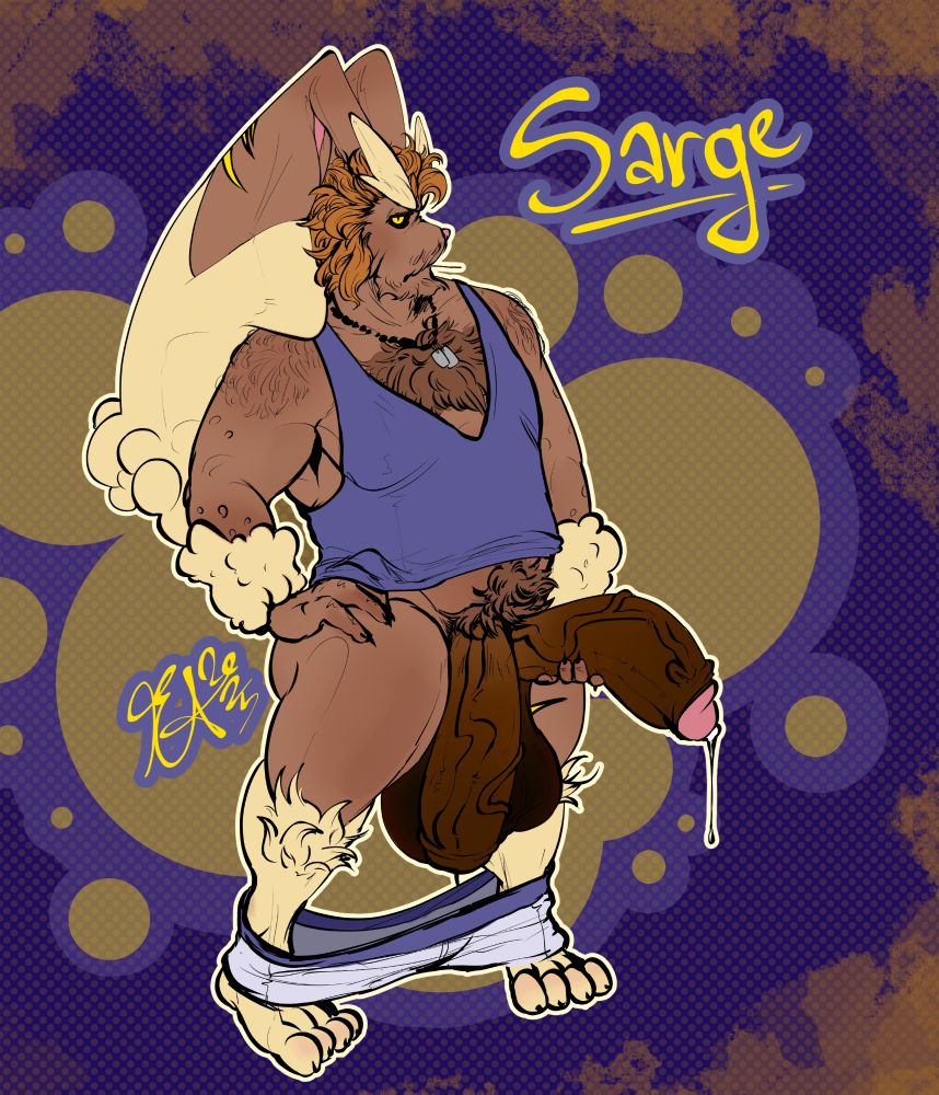Sarge, Lopunny OC. 

He has Garchomp lineage, so he bears their eyes and a shark's physicality of two cocks. Unseen: mouth full of sharp teeth.

He is an Omnibreeder, so any and all species of entities, Pokemon or not, can be impregnated by him. But, his Lopunny capabilities make him capable of turning people into beached whales full of eggs - doubly so if he uses both dicks. 

May Arceus forgive you if he double stuffs you with both in your pussy...

#hyper #hirsutism #pokemon 