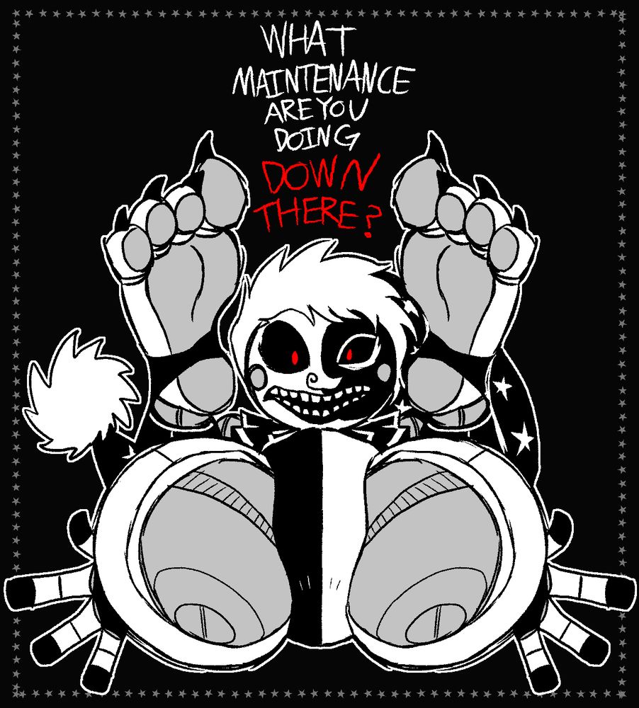 you guessed it its moondrop in a head on view with his GRIPPERS in the air saying: What Maintenance are you doing down there?