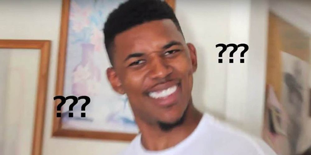 Nick Young looking confused with question marks around him