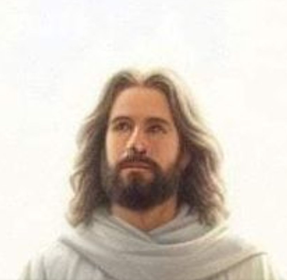 A closer look at "Jesus" shows one eye has a yellow iris and is rolled upward while the other brown eye faces forward. Also the AI's attempt at a nose has one nostril right in the middle of the nose and the other below and to the right of the nose structure.