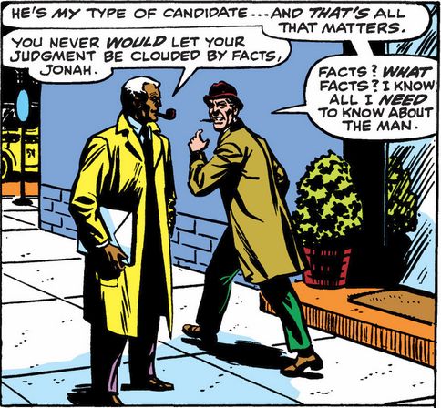 Robbie Robertson smoking a pipe on the street alongside J Jonah Jameson smoking a cigar