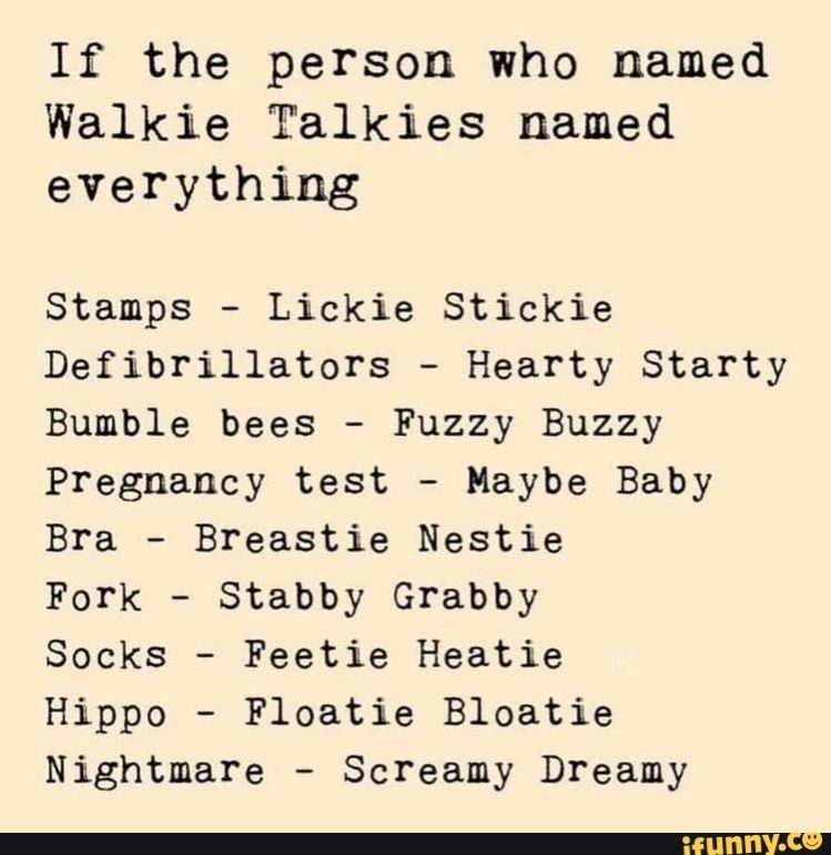 A list of alternative words inspired by "Walkie Talkie" for other everyday items.