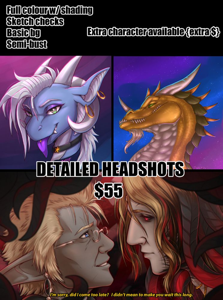 commission page detailed head shots
