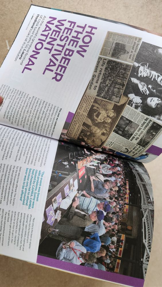 A photo of the first pages of my article, How the beer festival went national.