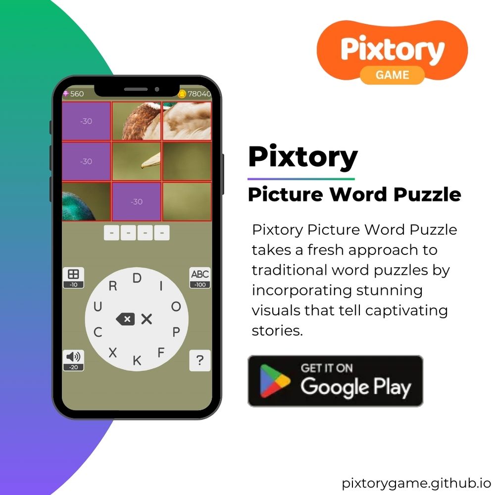 Pixtory Picture Word Puzzle Game for Android devices