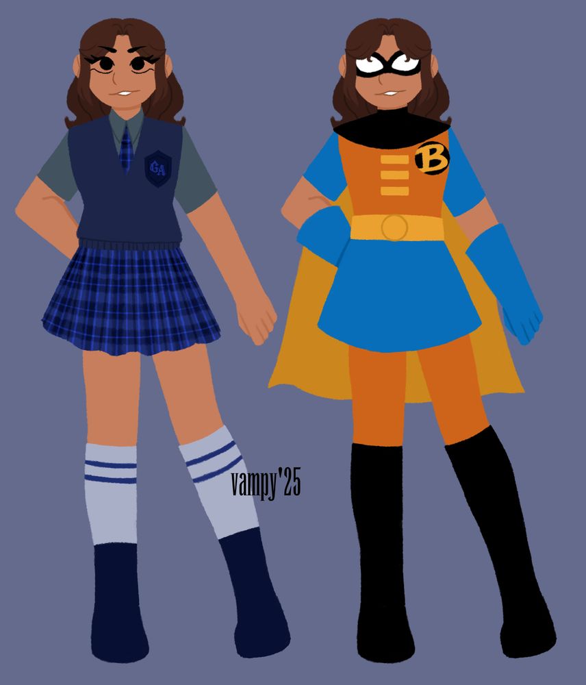 Reference art of an original character. Her civilian name is Fifi Johnson while her superhero name is Bluebird.