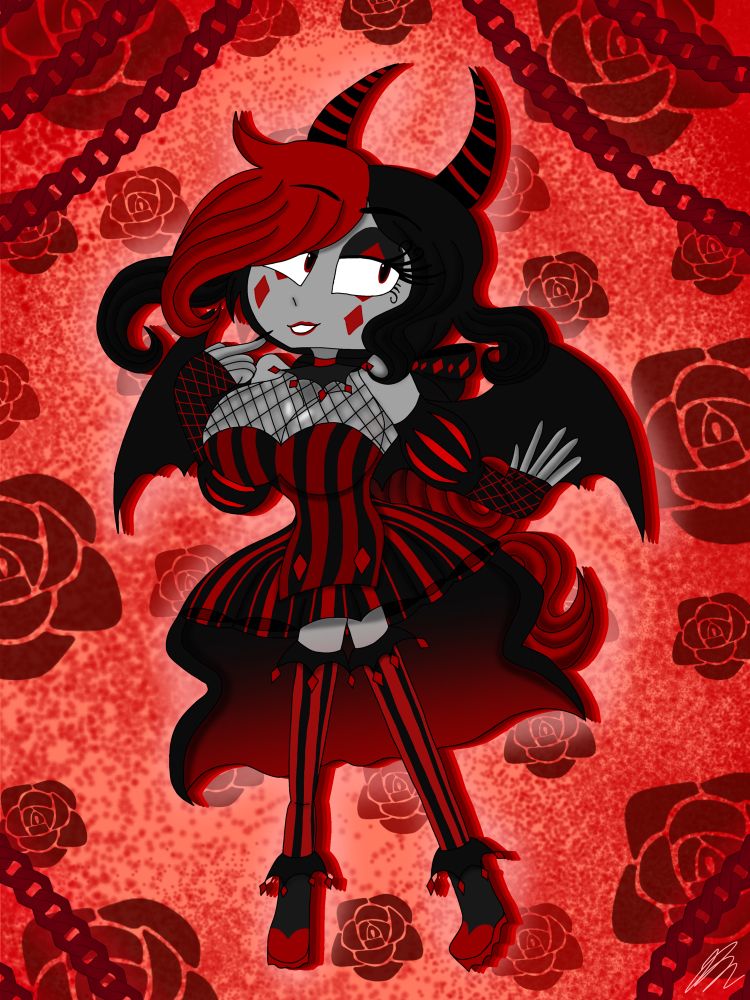 Arlecchino!

By far my favorite design for the Glowups. ^^

Arlecchino was originally named Thumbelina, but I changed it. She’s a demon clown that does acts with fire. Very flirty and charismatic, her fiery passion will definitely win you over ;)