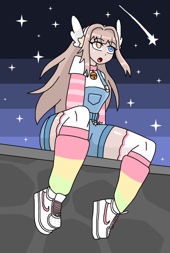 OC of bailey looking up on the sky