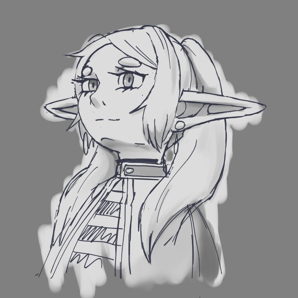 sketch of frieren looking up slightly