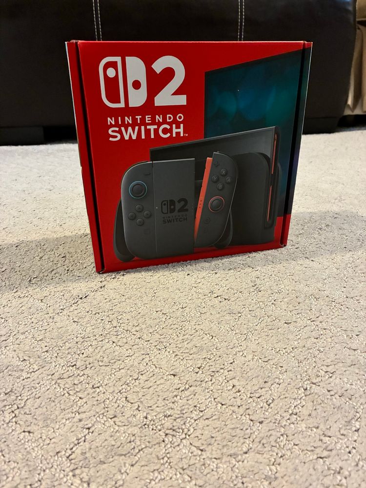 A sealed Nintendo Switch 2 console in my arcade room.