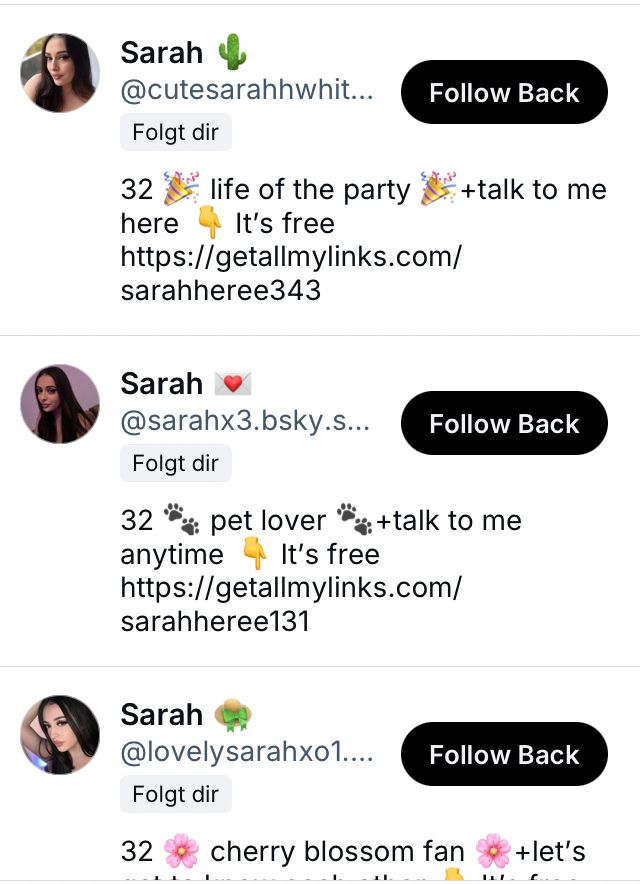 Screenshot von 3 Bot Profilnsme SARAH.