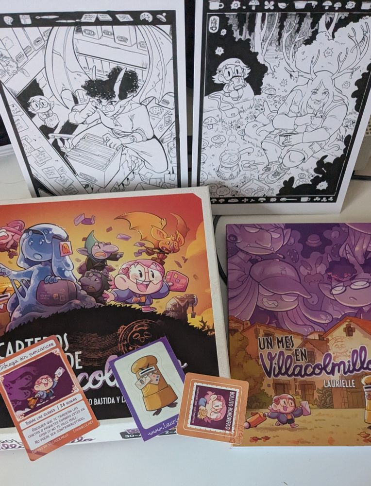 El comic de villacolmillo, con el juego de mesa basado en el comic y un par de láminas extras