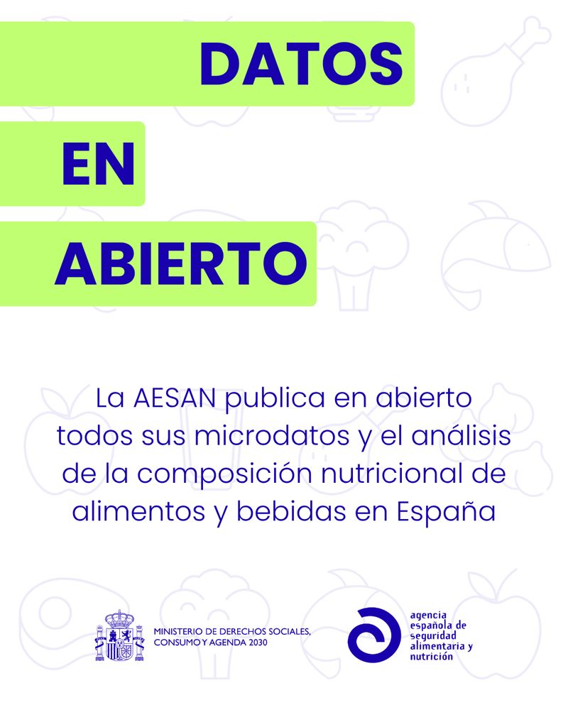 datos en abierto
La AESAN publica en abierto todos sus microdatos y el análisis de la composición nutricional de alimentos y bebidas en España