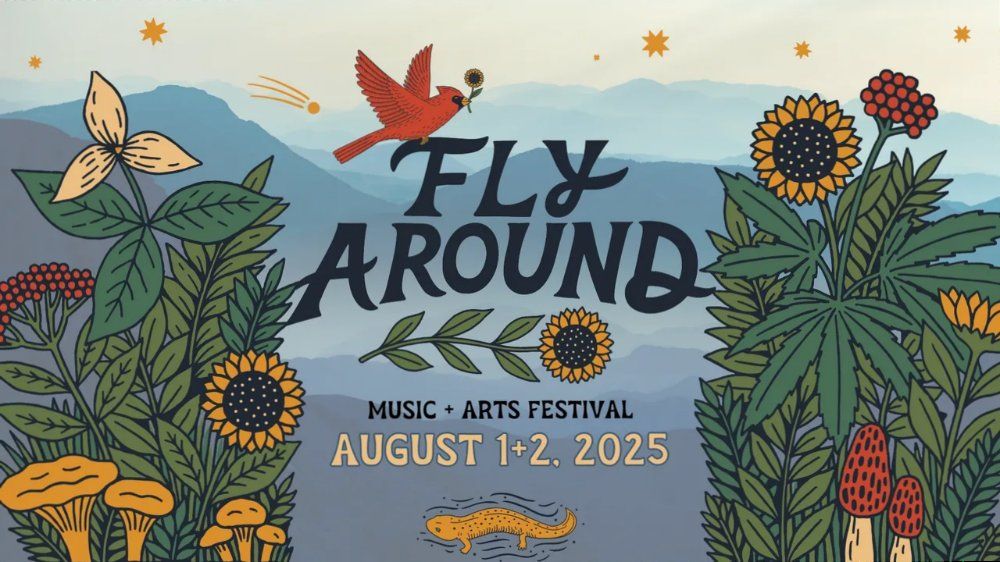 Poster for the Fly Around Festival in Lansing, NC August 1 and 2, 2025.