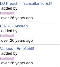 A crop of a discogs page, showing entries that I made over 26 years ago.