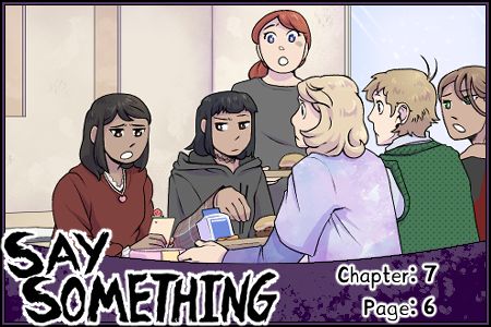 An update graphic for my webcomic, "SAY SOMETHING."