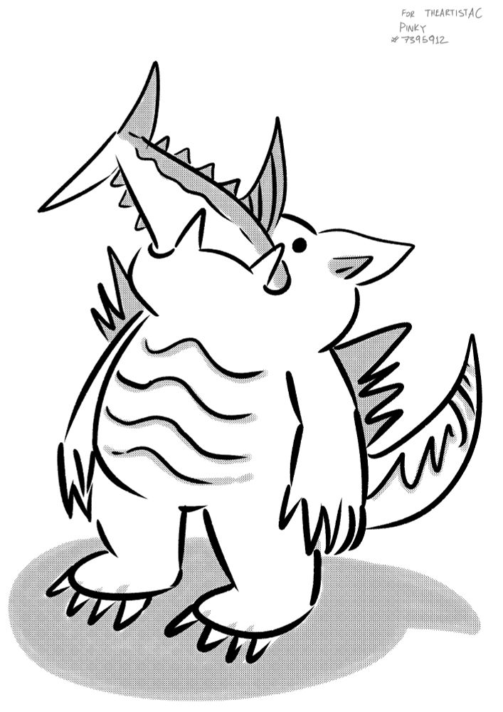 Pinky eating a whole tuna.