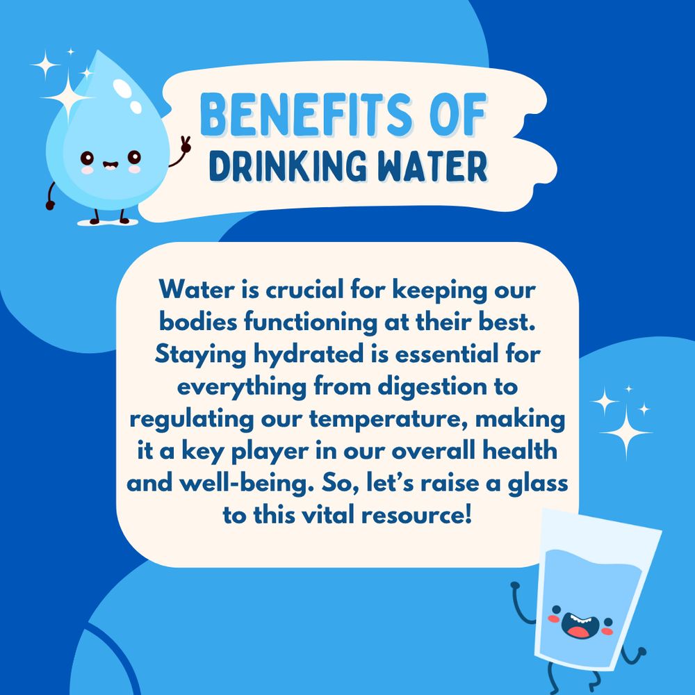Water plays a crucial role in keeping our bodies functioning at their best. Staying hydrated is essential for everything from digestion to regulating our temperature, making it a key player in our overall health and well-being. So, let’s raise a glass to this vital resource! #WellnessWednesday