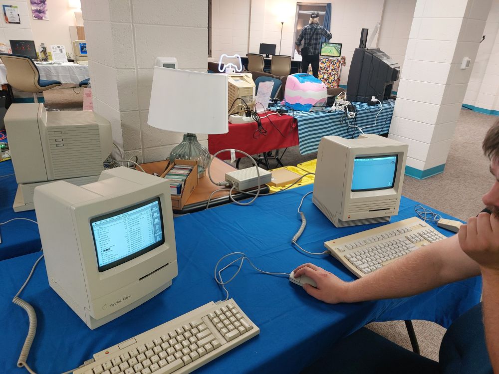 Two Macintosh computers at a Wisconsin Computer Club show.