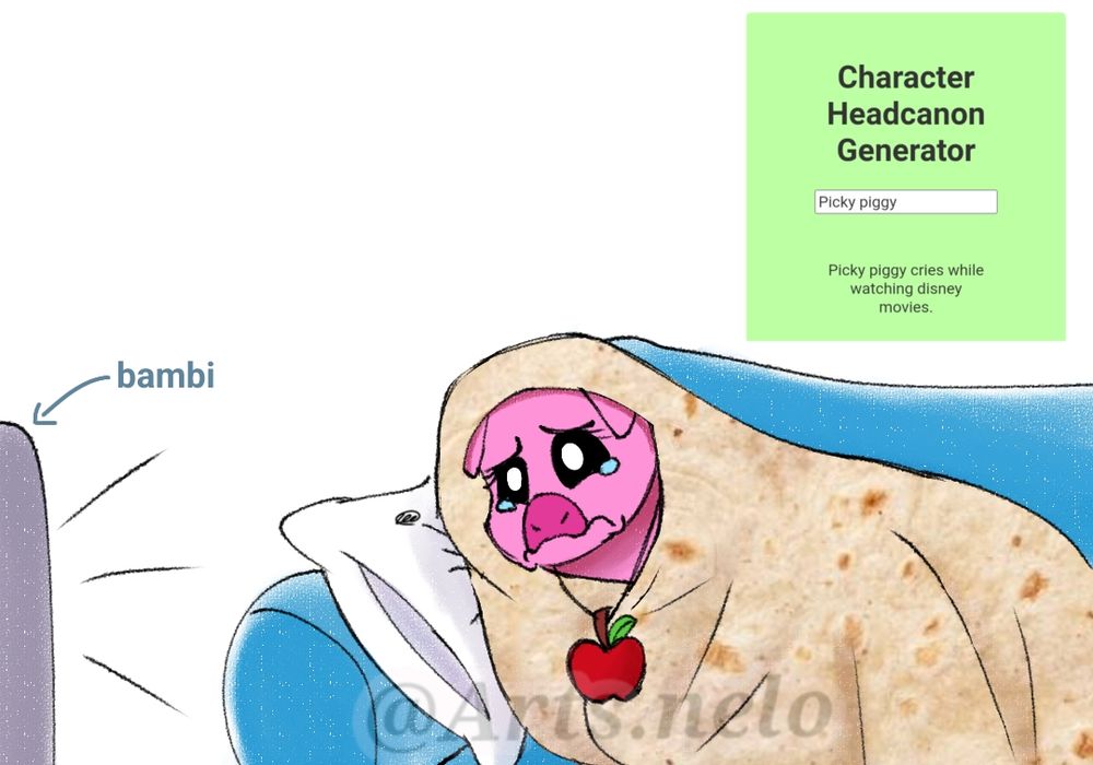 🍎: Picky Piggy llora mientras ve películas de Disney.