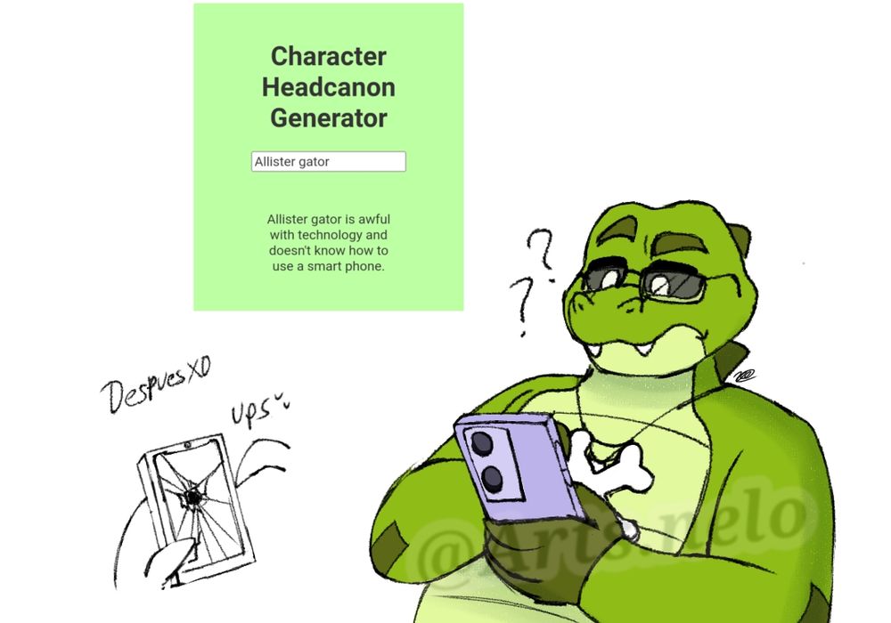 🦴: Allister Gator es terrible con la tecnología y no sabe cómo usar un teléfono inteligente.