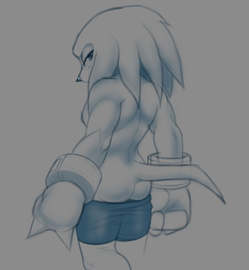 Knuckles showing off his impressive back muscles
