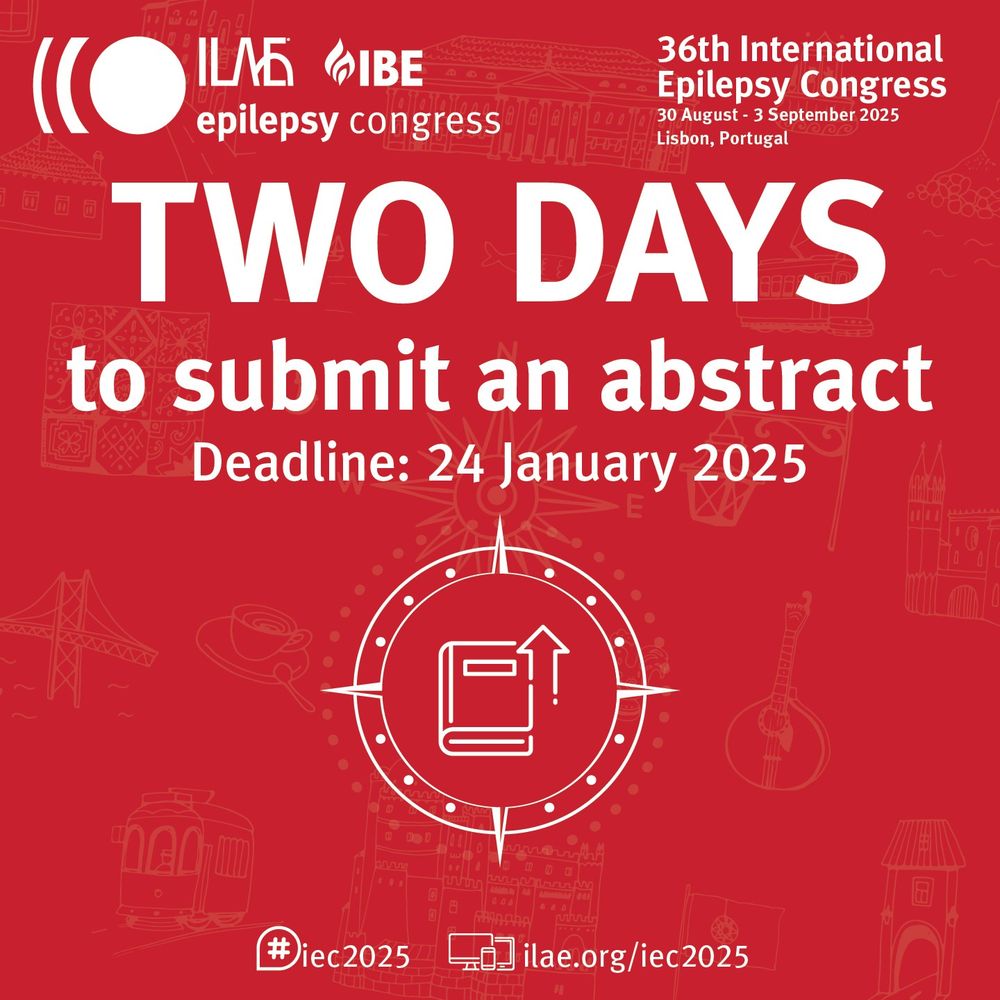 Only two days remain to submit an abstract for the 36th International Epilepsy Congress! Share your latest findings with the international community and be considered for an oral or poster presentation during #IEC2025.

Deadline for submission is 24 January 2025: www.ilae.org/iec2025