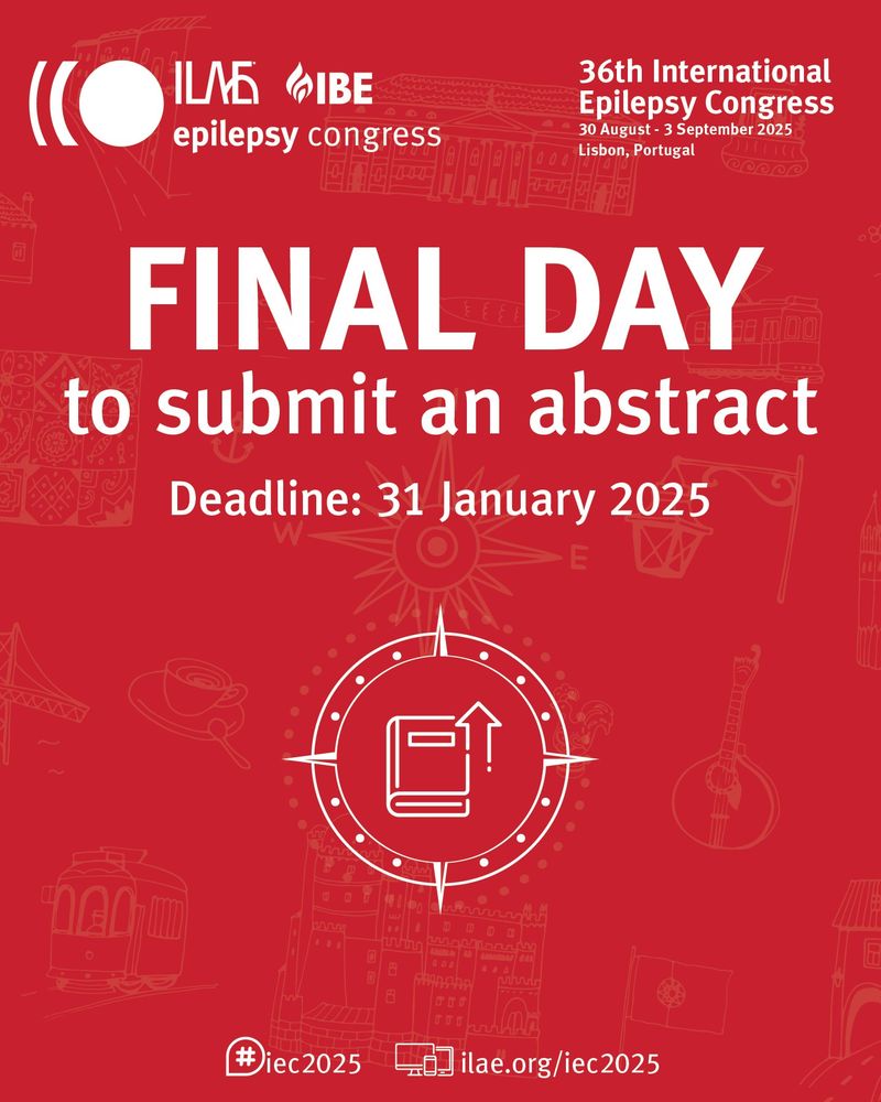 FINAL DAY to submit an abstract for #IEC2025! Share your latest findings with the international community and be considered for an oral or poster presentation, and publication in Epilepsia.

Deadline for submission is 31 January 2025: www.ilae.org/iec2025