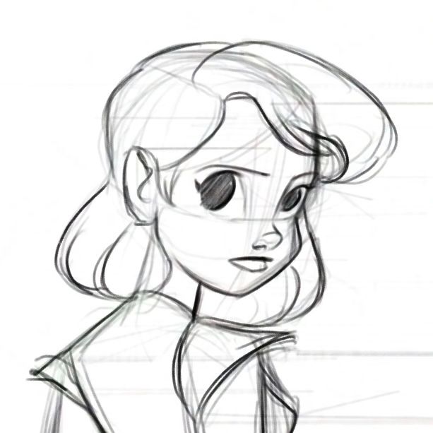 Close-up of girl with short hair.