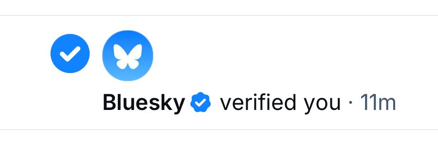 screenshot of notification letting me know I’m VERIFIED ON BLUESKY (air horn)
