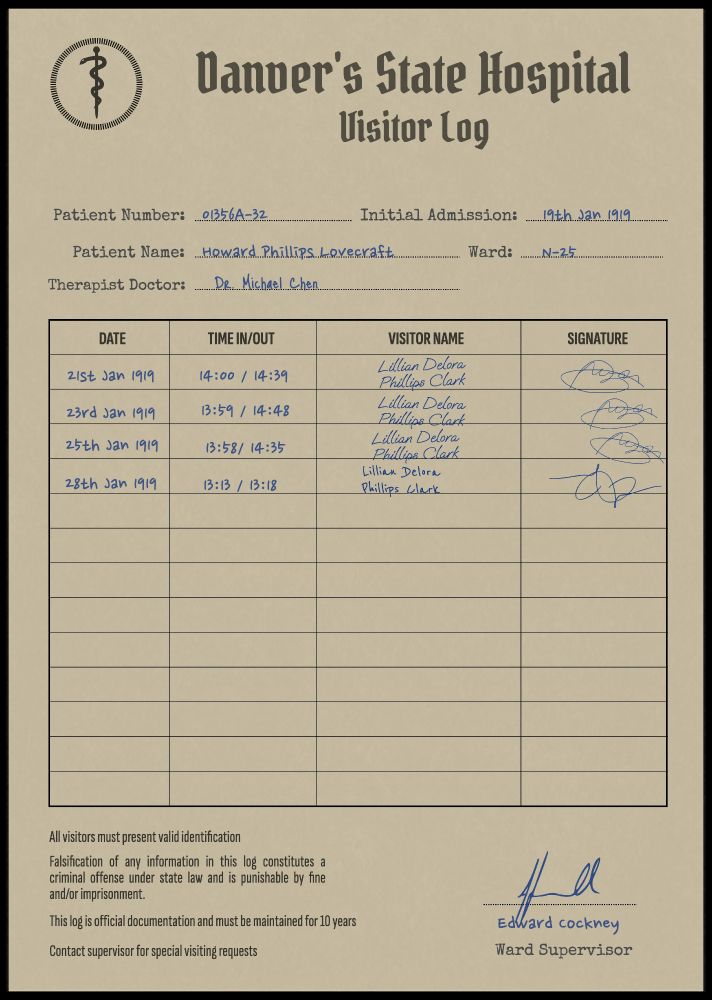 An Asylum Visitor Log