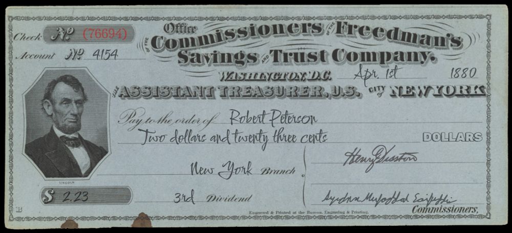 An old bank check