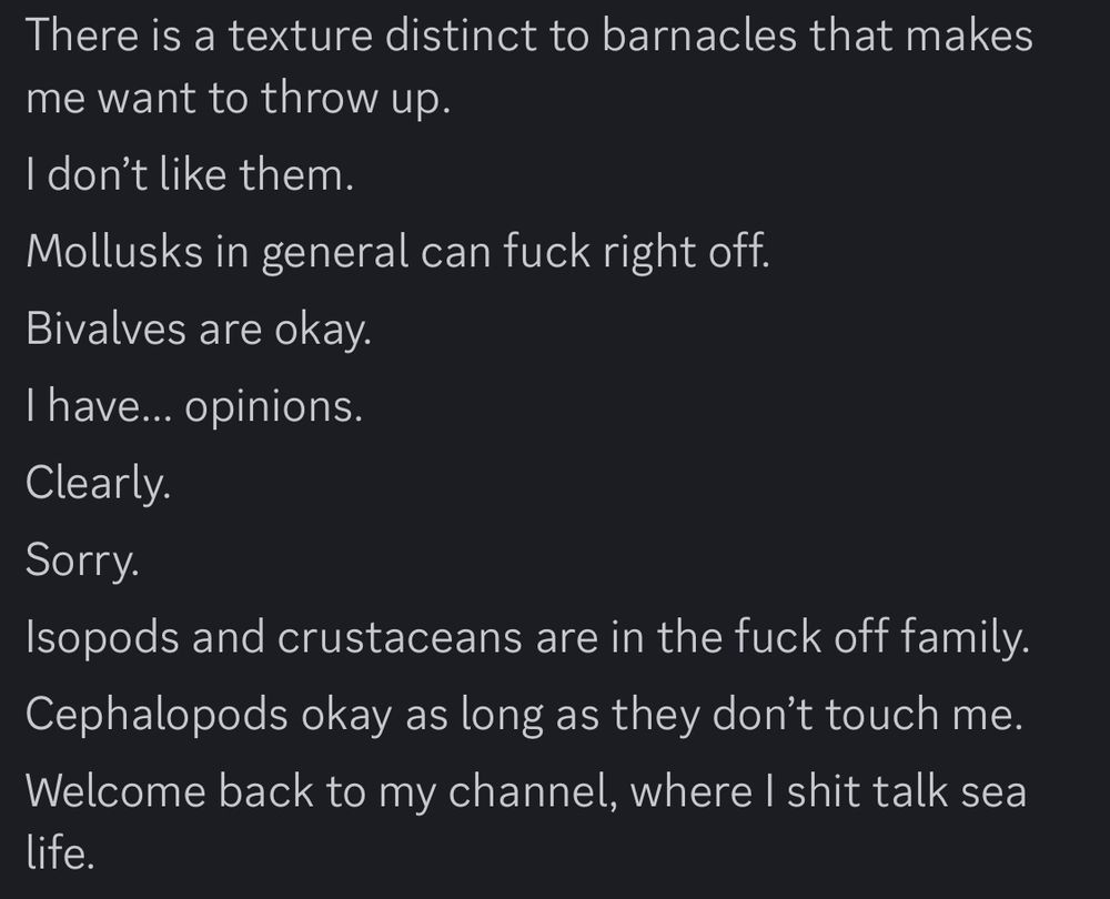 I’m talking about how much I hate sea life. The details are negligible. I really hate sea life. 