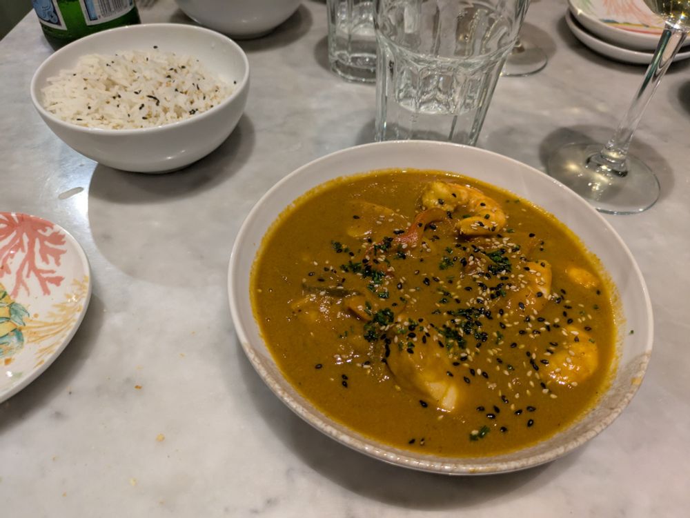 Red curry with hake and prawns