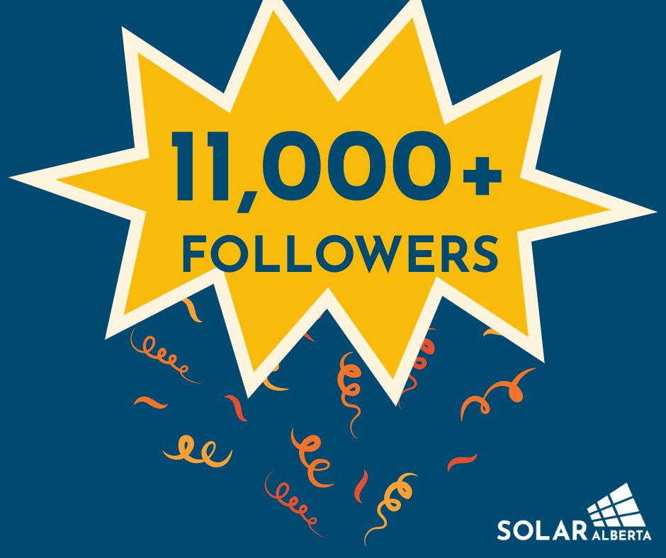 Picture of yellow starburst with the writing 11,000+ FOLLOWERS. There is orange and yellow confetti under the starburst against a dark blue background.