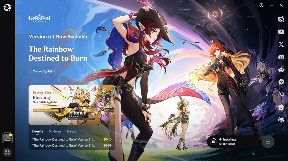 A picture of the Genshin Impact installer at 15%