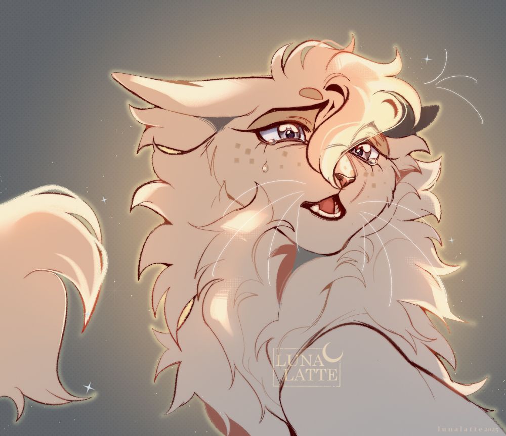 A white fluffy cat is looking to her right. She has a sad expression etched on her face and tears rolling down her cheek.