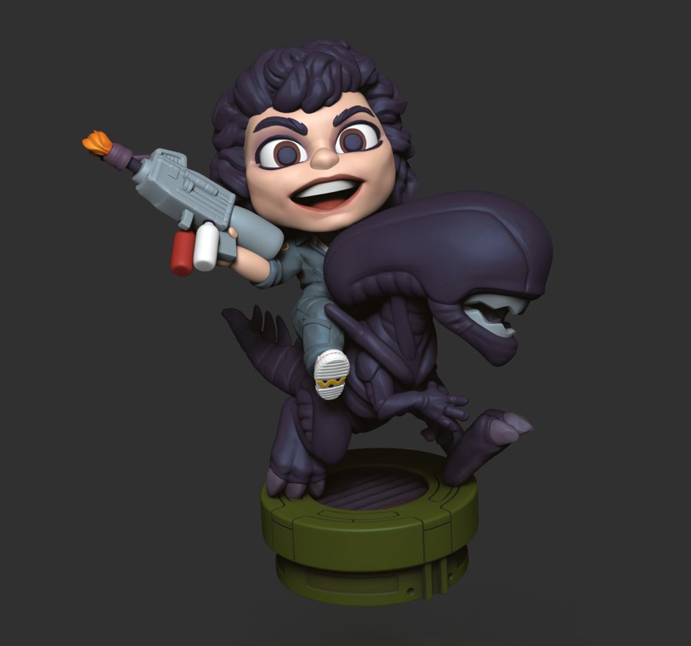 Stylized model of Ripley Riding a Xenomorph like mario rides Yoshi