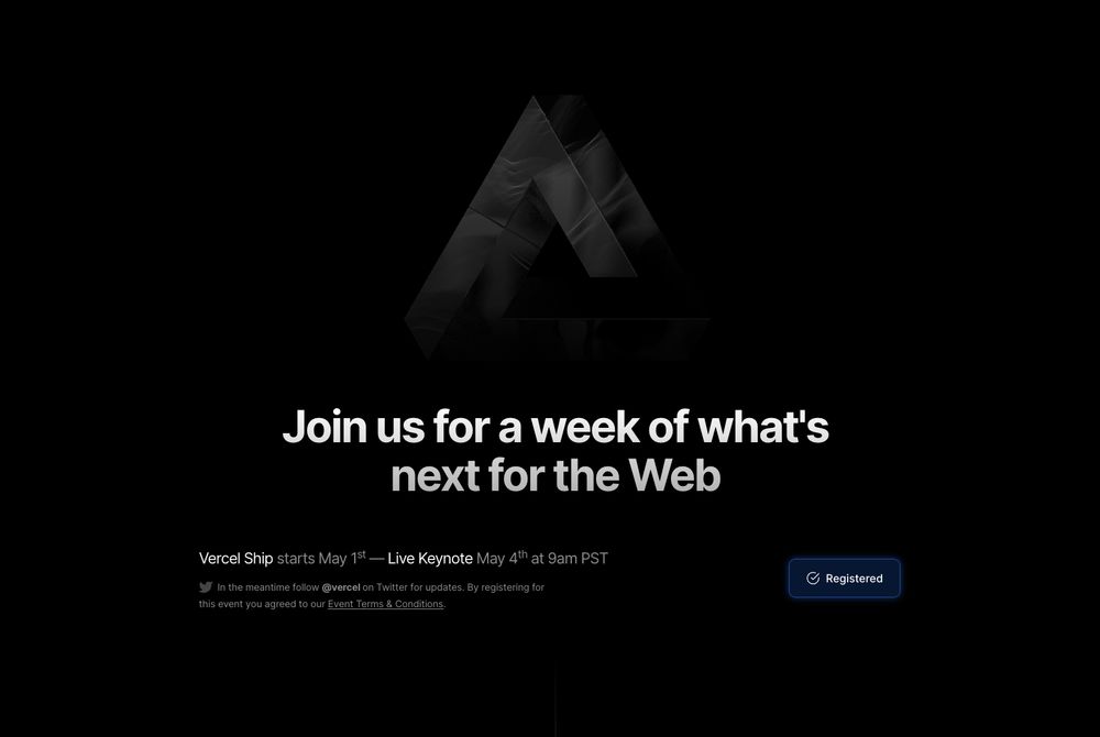 Screenshot of Vercel Ship landing page