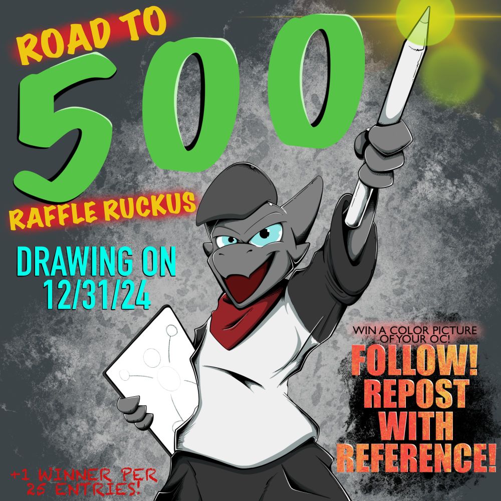 Free art raffle announcement! Follow and repost with a reference to enter for a chance to win a free single-character color piece (no to minimal background.. probably thigh-up but maybe full-body, depends on my muse!) 
Drawing will be done on 12/31/24 with the big announcement of the winner(s) on the 1st of 2025!