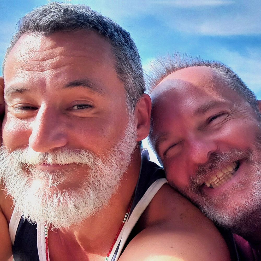 two men enjoying summer time